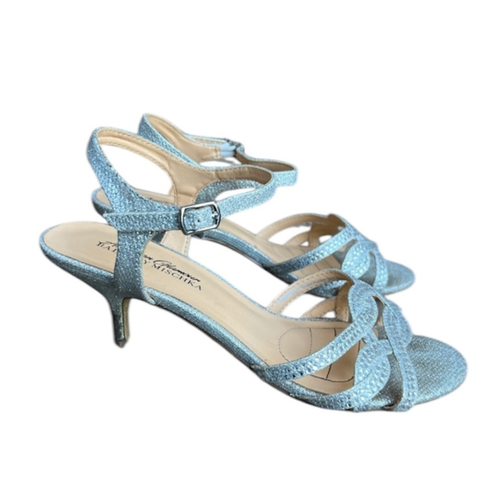 Badgley Mischka American Glamour Silver Shoes Sandals Sz Wide